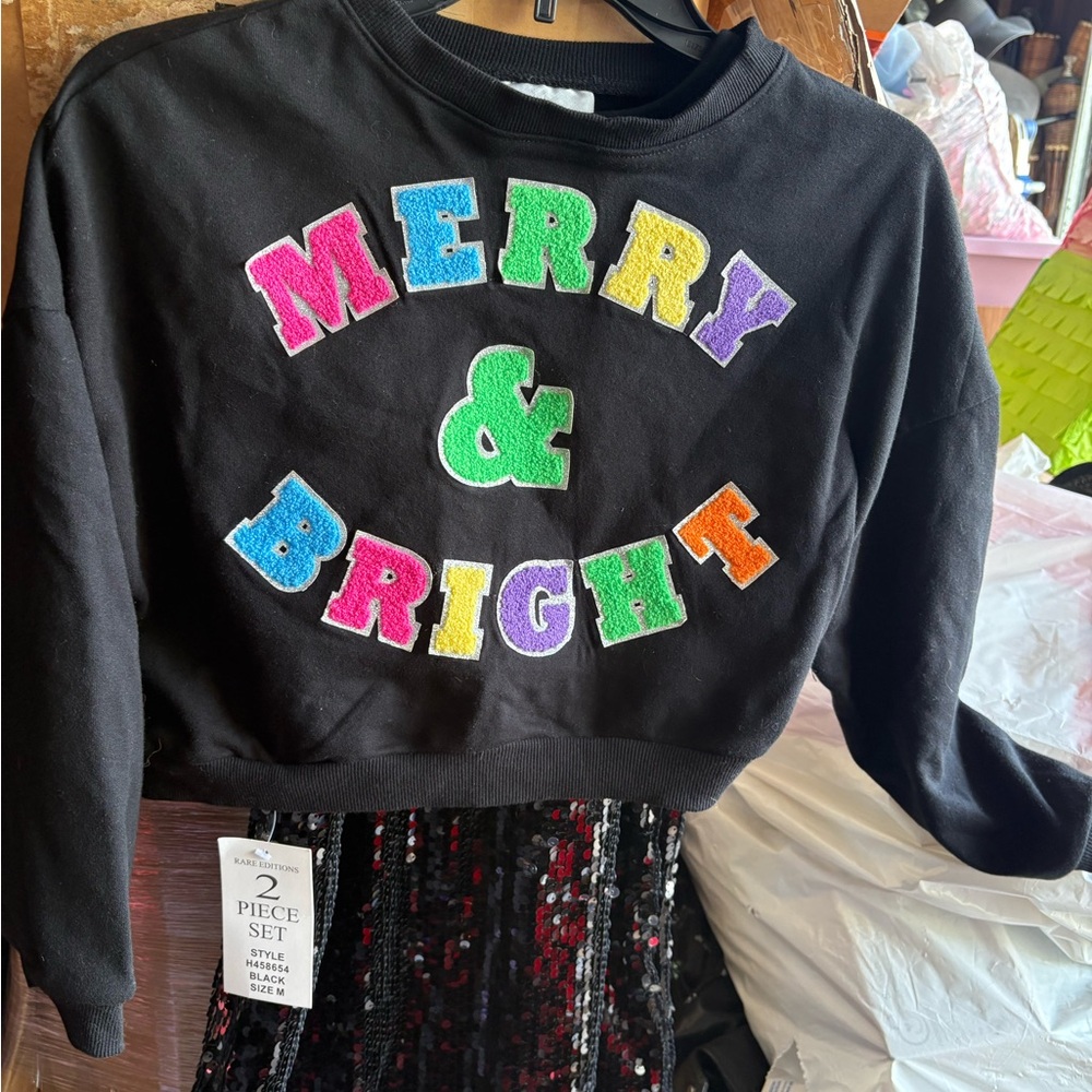 Rare Editions Girls Embellished Merry & Bright Dress Size M